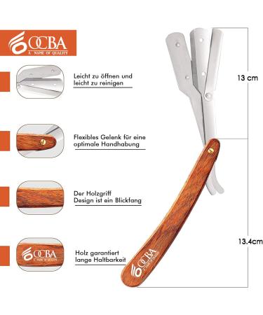 OCBA Wooden Handle Rasi Knife | High-Quality Stainless Steel Barber Razor for Precision Wet Shaving - Buy Online on SooperMarket.com
