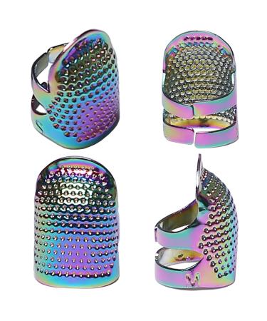 GYGYL 4Pcs Metal Dazzle Color Sewing Thimble  Sewing Thimble Finger Protector  Accessories DIY Sewing Tools (2 Sizes  S/M) Dazzle Color  2S 2M 4pcs