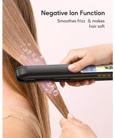 Wavytalk 100% Pure Titanium Hair Straightener | Dual Voltage 1 Inch Flat Iron | Silky Hair Instantly | 170 -450 | Matt Black - Buy Online on SooperMarket.com