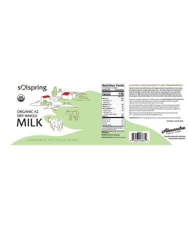 Dr. Mercola Solspring Organic A2 Dry Whole Milk - 17.4 oz (1 lb. 1.4 oz.) | 26% Milk Fat | Gluten & Soy Free | USDA Organic - Buy Online on SooperMarket.com