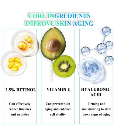 Face Moisturiser 2.5% Retinol Serum High Strength for Face Retinol Face Serum with Hyaluronic Acid Vitamin E Anti Ageing Anti Wrinkle Serum Reduces Enlarged Pores Refines and Softens Skin - Buy Online on SooperMarket.com