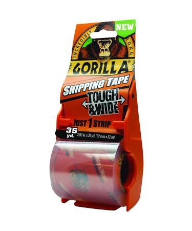 Gorilla Packing Tape Tough & Wide with Dispenser for Moving, Shipping and Storage, 2.83" x 35 yd, Clear, (Pack of 1) 1 - Pack