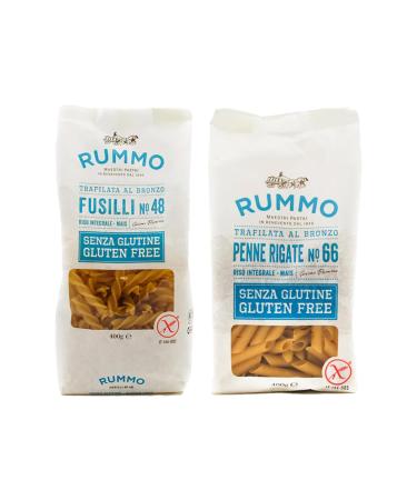 Gluten Free Pasta Bundle with Rummo Fusilli No.48 400g x1 and Penne No.66 400g x1 (Pack of 2)