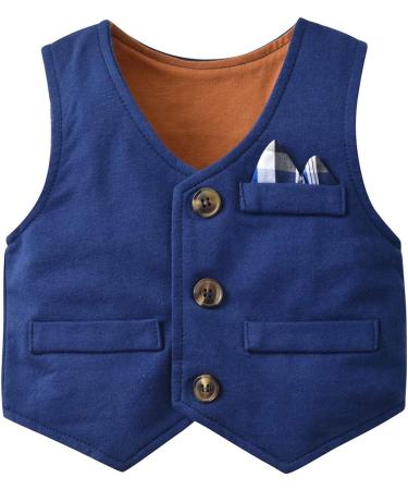 Famuka Baby Boy 3 Piece Formal Outfit Suit | Bows Waistcoat Gentleman Tuxedo Navy | 2-9 Months - Buy Online on SooperMarket.com