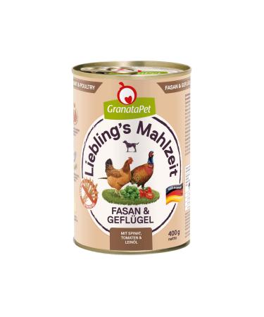 Granatapet Liebling's meal fusan and poultry wet food for dogs dog food without cereals & without sugar additives single feed 6 x 400 g Fasan & Poultry 400 g (6 Pack)