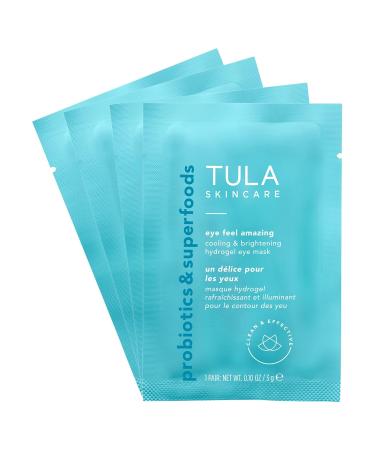 TULA Skin Care Eye Feel Amazing Hydrogel Eye Masks | Cooling & Brightening Puffiness Relief | Hyaluronic Acid Niacinamide Caffeine & Chamomile | 4 Packets - Buy Online on SooperMarket.com