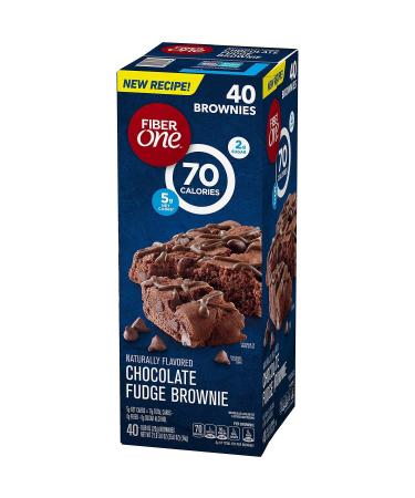 Fiber One Brownies Chocolate Fudge, 70 Calories (40 Count) Chocolate 40 Count (Pack of 1)