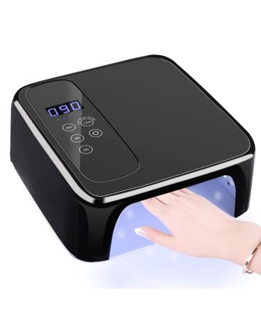 Rechargeable Led Nail Lamp,Lumcrissy 72W Cordless UV LED Nail Dryer ,Nail Polish Curling Lamp for All Gel Nail Polish, Nail Art Tools (Black)