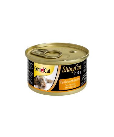 Gimcat Shinycat in Jelly Thuna with chicken - wet food with fish and taurine for cats - 24 cans (24 x 70 g) single tuna with chicken