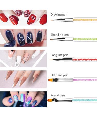 Sularpek Nail Art Brushes 5 Pcs Double-Ended Kit - Nail Art Point Drill Drawing Brush Pen, UV Gel Brush for Design & Detailing - Buy Online on SooperMarket.com