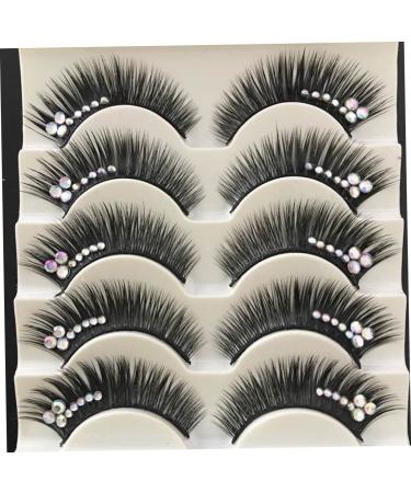 5 Pairs Diamond Rhinestone Color Eyelashes - Natural False Lashes for Women - Buy Online on SooperMarket.com
