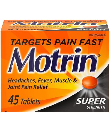 Motrin Super Strength Tablets Pain Reliever for Menstrual Pain Headaches Back Pain Ibuprofen 400mg 45 Tablets 45 Count (Pack of 1) Tablets