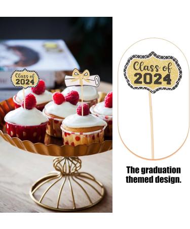 HOLIDYOYO 24pcs Graduation Cupcake Toppers Picks Class of 2024 Cake Toppers Congrats Grad Cake Picks Dessert Toppers Toothpick For Graduation Party Supplies Cake Decorations - Buy Online on SooperMarket.com