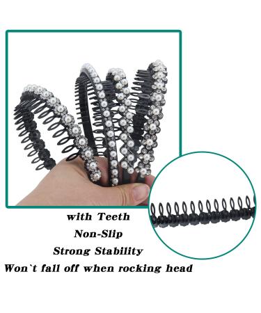Yeshan Pearl & Rhinestone Hair Comb Headbands for Women - Set of 4 Non-Slip Hair Hoops - Buy Online on SooperMarket.com