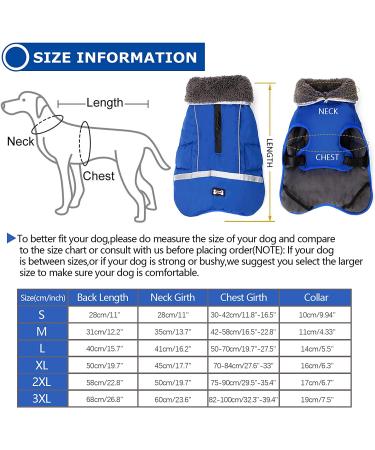Reflective Waterproof Dog Winter Jacket with Thicken Fleece Lining - Blue - Medium - Buy Online on SooperMarket.com