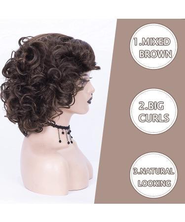 SEVENCOLORS Short Brown Curly Wig for Black Women - Big Curly Bob Style | Synthetic Hair - Buy Online on SooperMarket.com
