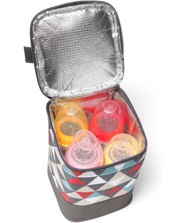LCY Insulated Baby Bottle Cooler Bag | Holds 4 Bottles | Colorful Triangles | Hanging Strap Included - Buy Online on SooperMarket.com