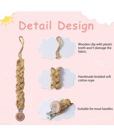 Symbolife Pacifier Clip Macrame Braided Baby Pacifier Clips Boho Handmade Pacifier Strap Wooden Paci Clip Toy Straps Neutral Pacifier Clips 3 Pack Mixed 3 - Buy Online on SooperMarket.com