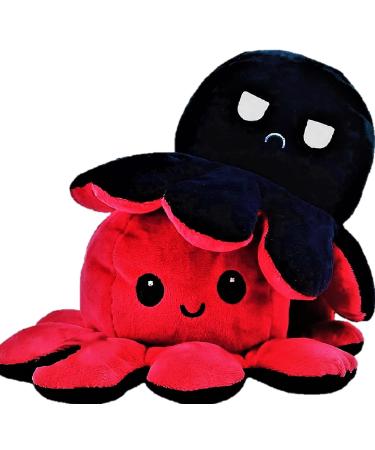 Reversible Octopus Plush Cute Plushies Luxurious Feel - Soft like Squishmallow Plushies - Plushie octopus plush reversible plush Toy Cute plushies - octopus reversible plushie - Mood Octopus Octopus Plush Black Red