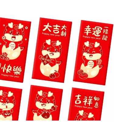 6 Pieces Chinese New Year Red Envelopes Lucky Money Envelope 2024 Dragon Hongbao Hong Bao for Spring Festival Birthday A Style A - Buy Online on SooperMarket.com