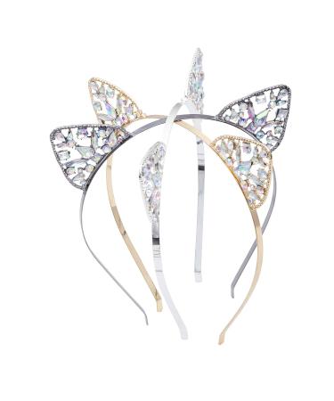 AWAYTR Crystal Cat Ears Hair Hoop Headband - Floral Hair Accessories for Women and Girls | Perfect Christmas Gift - Buy Online on SooperMarket.com