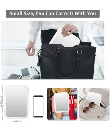 Touch Screen LED Makeup Mirror | 3 Colors Dimmable | Rechargeable USB | Portable Vanity Mirror for Travel | Cosmetic Mirror for Girls - Buy Online on SooperMarket.com