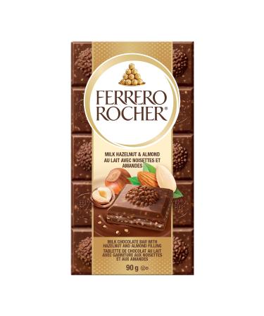 FERRERO ROCHER Premium Chocolate Bar Milk Chocolate with Hazelnuts and Almonds Bar 90g Milk Hazelnut and Almond