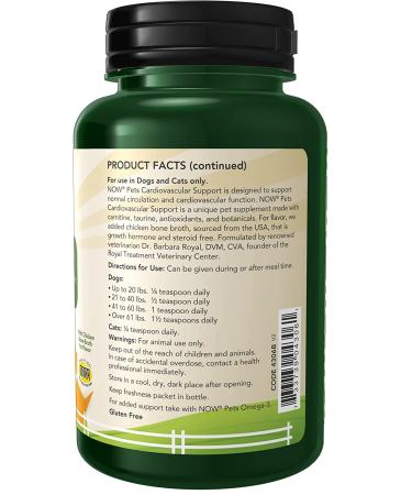 Now Foods Pets Cardiovascular Support for Dogs & Cats - 4.5 oz | Enhance Pet Health - Buy Online on SooperMarket.com