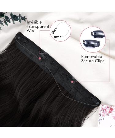 REECHO Invisible Wire Hair Extensions - 16 Inch Curly Wavy Headband Hairpiece for Women - Adjustable & Secure Clips - Buy Online on SooperMarket.com