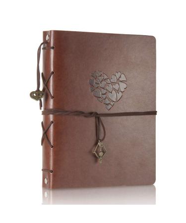 ThxMadam Leather Scrapbook Photo Album Vintage Wedding Guest Book DIY Memory Book with 60 Black Pages Present for Christmas Valentines Anniversary Mother s Day Birthday Gift for Mum Dad Friend Small(8.66 x 7.08) Album ...