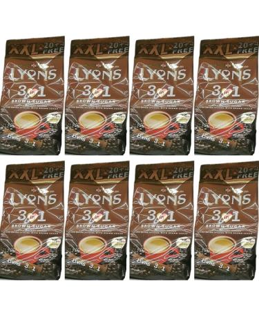 Lyons Premium Instant Coffee Bag Sachets + FabFinds Assorted Gift Mug (Brown Sugar 3in1 8X 24Sachets) Pack of 1