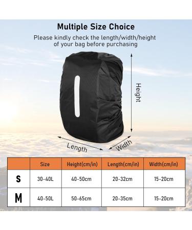 Lusofie Waterproof Backpack Rain Cover, Reflective Strip, Anti-Dust | Orange Black | S (30-40L) - Ideal for Hiking, Cycling, Camping, Traveling - Buy Online on SooperMarket.com