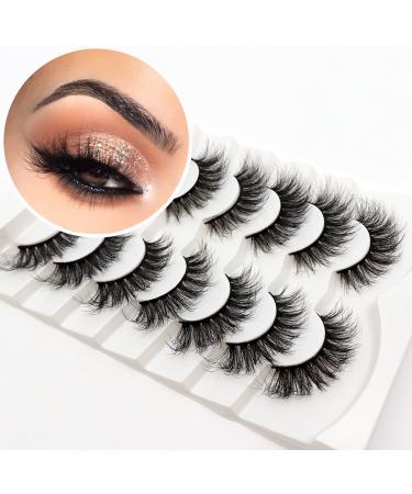 Veleasha False Eyelashes Wispy Faux Mink Lashes Fluffy Handmade Fake Eyelashes 18MM Natural Look 7 Pairs Pack Luxury Cat Eye Lashes (804) 7Pairs-804