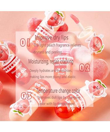 3Pcs Temperature Color Change Lip Gloss Set - Hydrating Clear Lip Oil - High-Shine Peach Long Lasting Moisturizing Plumping Gloss for Women - Buy Online on SooperMarket.com