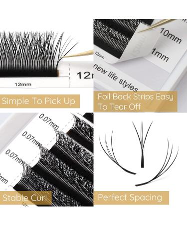 EMEDA 6D W Lash Extensions D Curl .07mm Mix Tray - 8-12mm Premade Volume Fans - Buy Online on SooperMarket.com