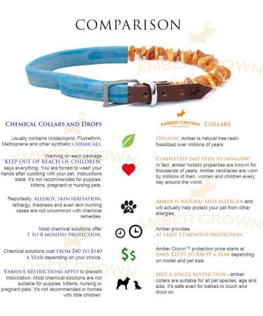 Premium Amber Necklace for Dogs & Cats | Leather Clasp | Flea & Tick Protection 30-35cm - Buy Online on SooperMarket.com