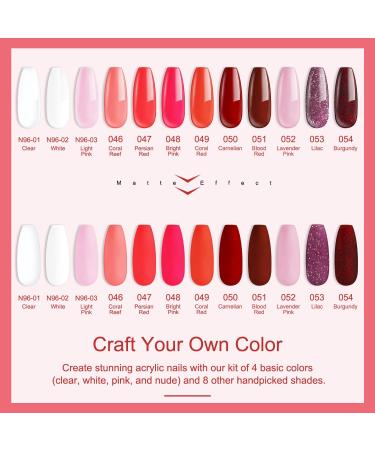 Lavender Violets Acrylic Nail Kit 12 Colors with Monomer Liquid Set - Hot Pink Halloween Red Vampire Nail Extension Powder - Professional Acrylic Tool Kit N963B - Buy Online on SooperMarket.com
