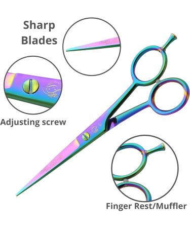 Glamified Glam Rainbow 6" Hairdressing Scissor for Professional Hairdressers Barbers Stainless Steel Hair Cutting Shears - for Salon Barbers Men Women Children and Adults - Buy Online on SooperMarket.com