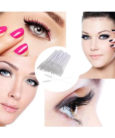 AIBAOBAO 100Pcs Disposable Mascara Wands | White Crystal Eyelash & Eyebrow Brushes | Spoolie Makeup Tools - Buy Online on SooperMarket.com