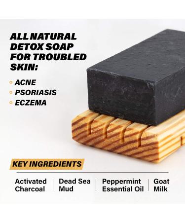 Activated Charcoal Soap Bar with Dead Sea Mud - All Natural Face & Body Soap for Dry, Sensitive Skin | Goat Milk & Peppermint Essential Oil | Men, Women, Teens | 4oz Bar - Buy Online on SooperMarket.com