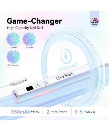 SAVILAND 30000RPM Electric Nail Drill - Fast Acrylic Nail Removal Cordless Lightweight Nail File with 12 Bits for Professional Manicure & Pedicure at Home - Buy Online on SooperMarket.com