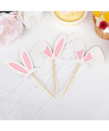 Rsstarxi 24 Pack Easter Bunny Ear Cupcake Toppers Glitter Rabbit Ears Cupcake Picks for Bunny Happy Easter Baby Shower Spring Easter Birthday Party Cake Decorations Design 10 - Buy Online on SooperMarket.com