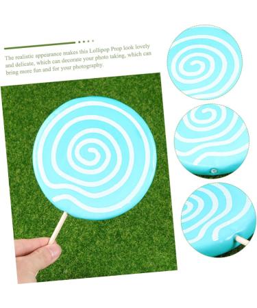 VILLFUL 2pcs Simulation Lollipop Popular Toys Lollipop Props Large Music Decor Lollipop Display Lollipop Photo Lollipop for Photo Bulk Toys Candy Cane Pool Party Wooden Ornament Oversized Blue 35X14X1CM - Buy Online on SooperMarket.com