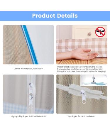 Tinyuet Mosquito Net for Bed  39.3x78.7in Pop-up Mosquito Net Tent for Indoor and Outdoor Use  Portable Double Door Travel Mosquito Net with Net Bottom  Insect Screen-Brown Edge Brown 39.3x78.7 Inch (Pack of 1) - Buy Online on SooperMarket.com
