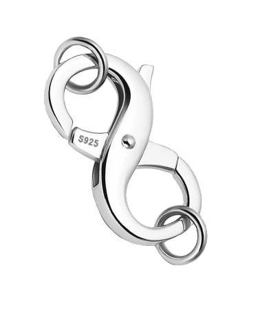 Double Opening Lobster clasp-925 Sterling Silver Necklace Clip Shortener Charm Clasp with Closed Jump Rings for Necklaces Bracelet Or Jewelry Making, Made in Italy. 1 Pieces Silver 11mm*5mm(0.43*0.19in)