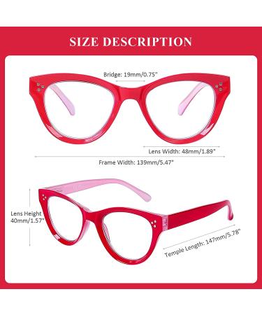 Fashion Oversized Cat Eye Blue Light Blocking Reading Glasses for Women - Red 2.75 - Buy Online on SooperMarket.com