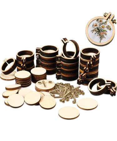 Mini Embroidery Hoop Mini Wood Hoop Ring Wooden Round Crossing Stitch Hoop Small Display Frame Circle for DIY Pendant Embroidery Frame Craft Favors Ornaments (1.2 x 1 Inch  20 Pieces) 20 1.2 x 1 Inch