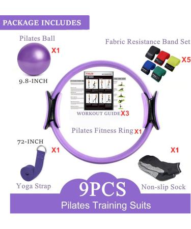 YXILEE Pilates Ring Circle Set - Home Workout Equipment for Women - Booty Bands, Mini Exercise Ball for Legs and Thighs - Purple - Buy Online on SooperMarket.com