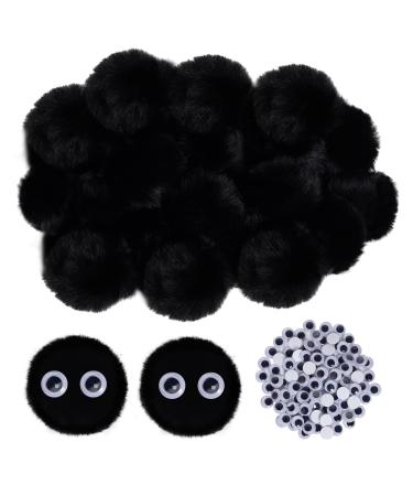 50pcs Acrylic Black Pompom Balls 2 Inch Acrylic Pompoms Large Acrylic Pompoms Balls Halloween Costume Pom Poms Crafts Pom Poms 100pcs Adhesive Eyes Halloween Party Christmas DIY Crafts 2inch 50