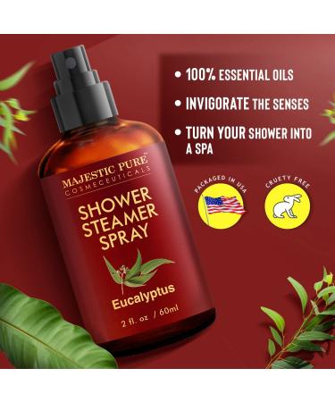 MAJESTIC PURE Eucalyptus Shower Steamer Spray - 100% Pure Essential Oil Mist - Aromatherapy Spa Room Spray - 2fl oz - Buy Online on SooperMarket.com